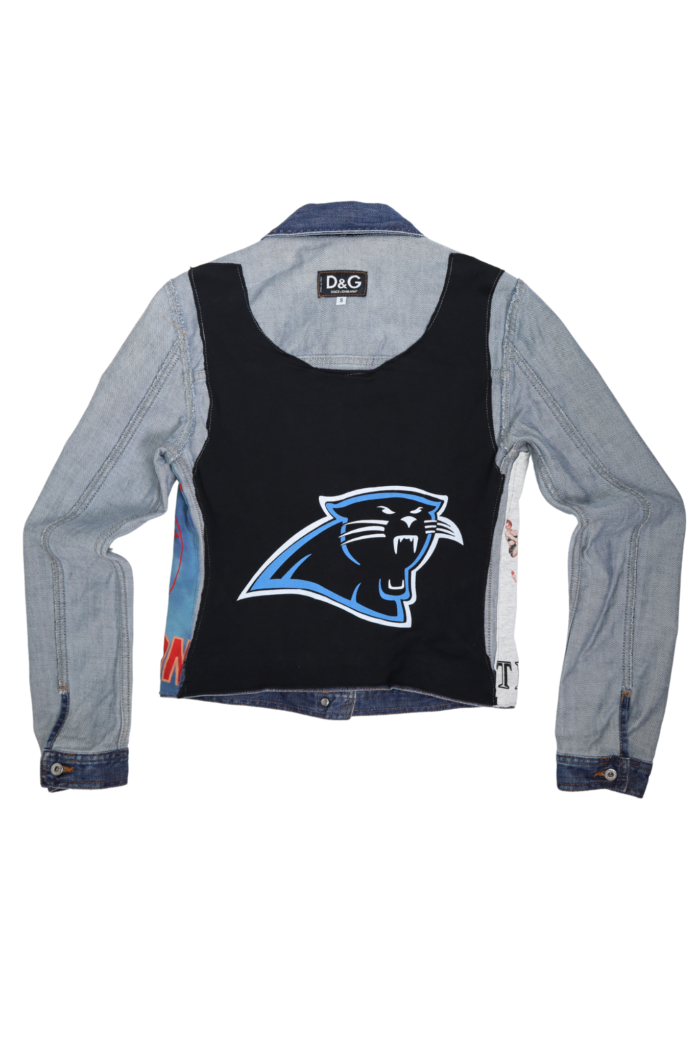 D&G Spring Summer 2002 Panther Patchwork Reversible Denim Jacket