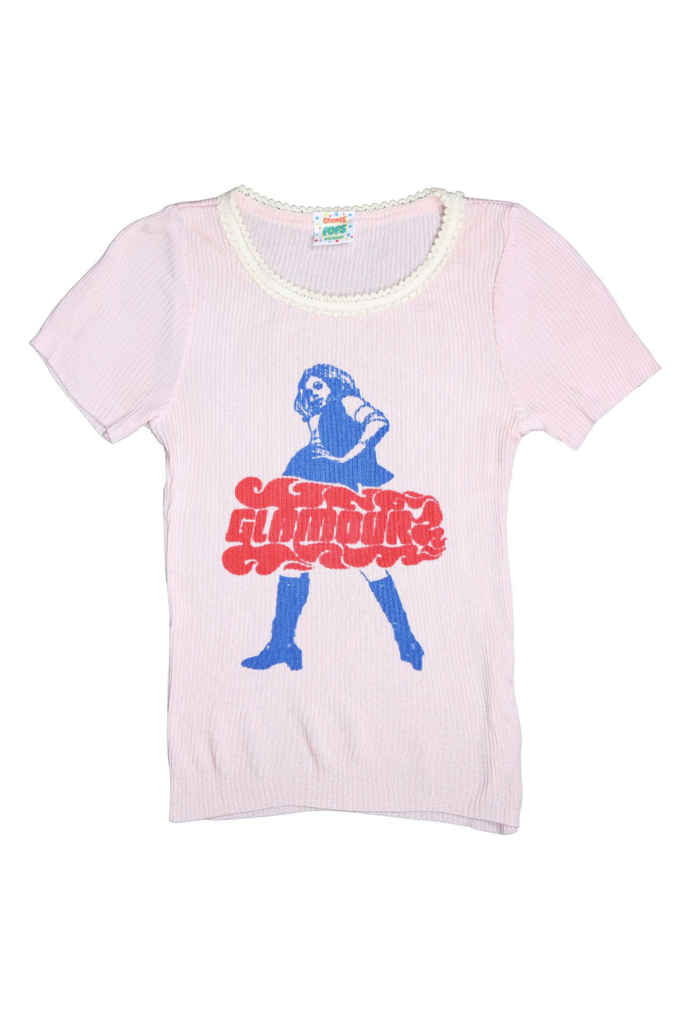 RARE Hysteric Glamour Ribbed Pink Vixen Girl Tee