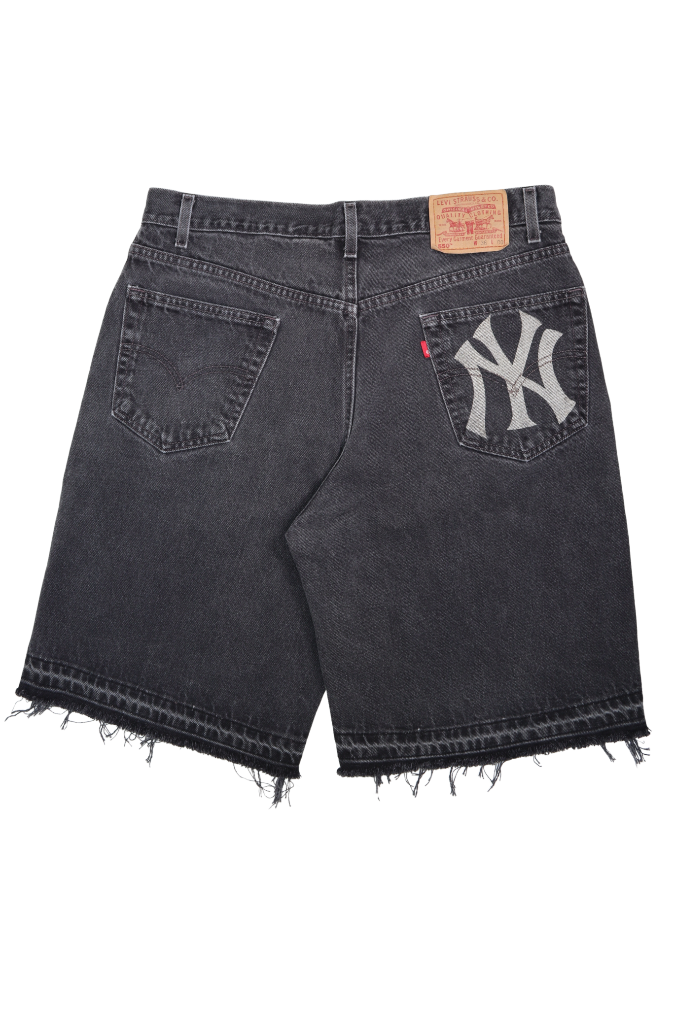 Vintage Levis 550 NY Yankees Black Denim shorts