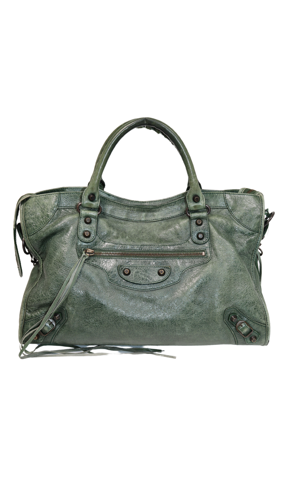 Balenciaga Classic City Bag Green Leather