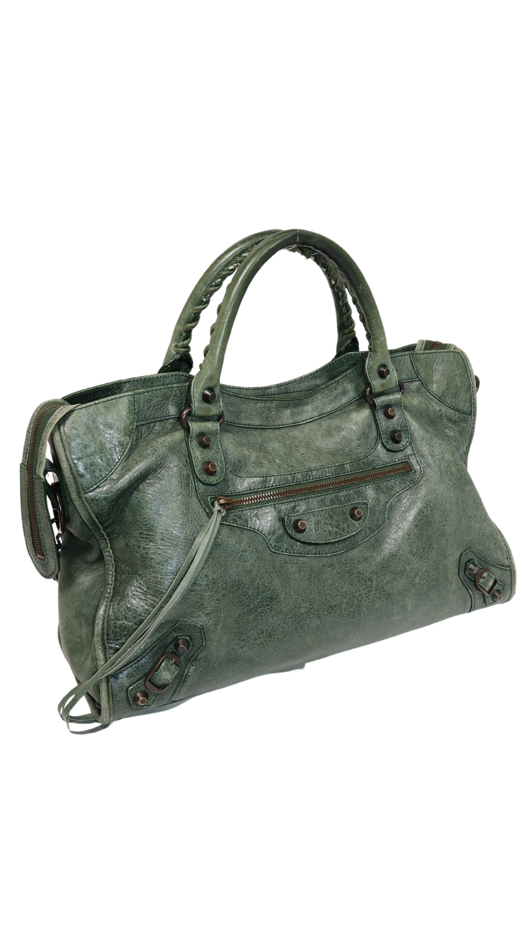 Balenciaga Classic City Bag Green Leather