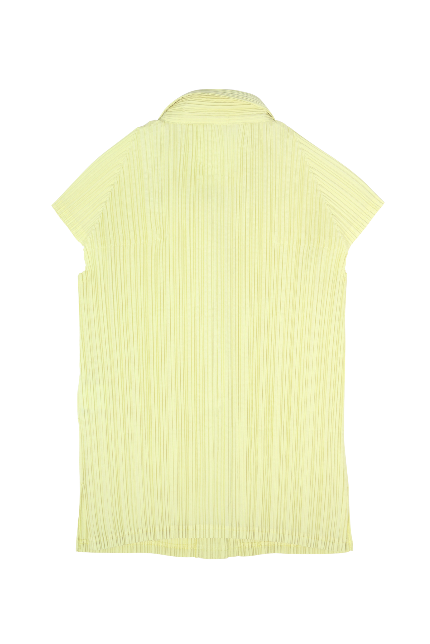 Issey Miyake Pleats Please Butter Yellow Button Down Shirt