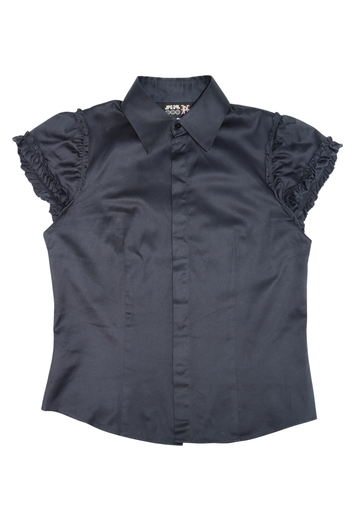 Vintage JPG Button-Down Ruffled Cap Sleeve Blouse