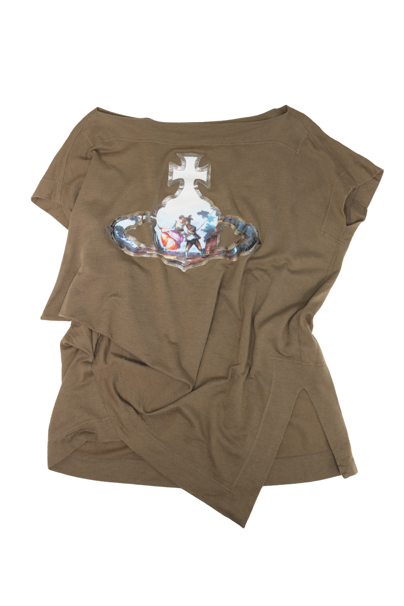 Vivienne Westwood Asymmetrical Orb Graphic Shirt in Olive