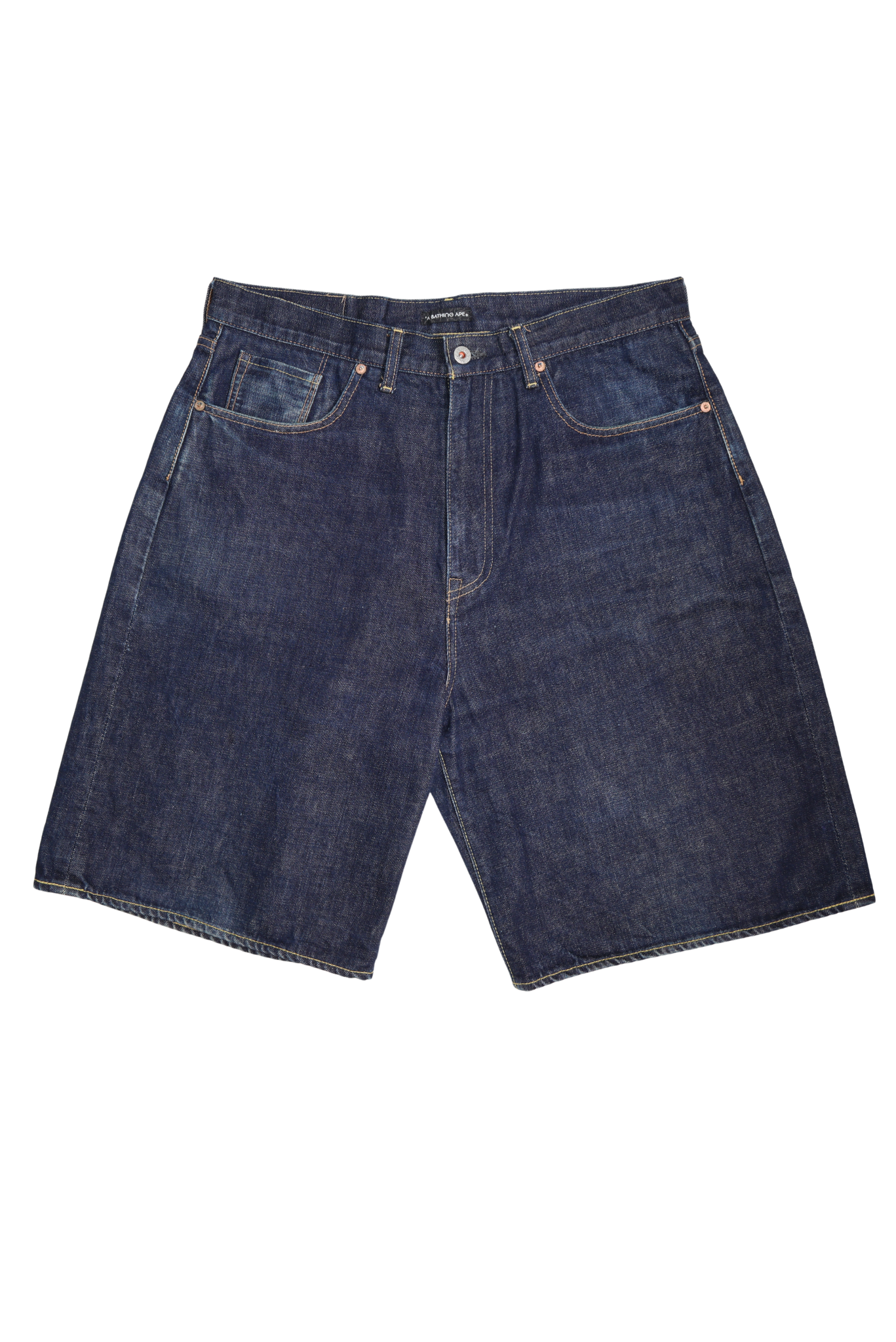 RARE A Bathing Ape Printed Logo Indigo Denim Shorts