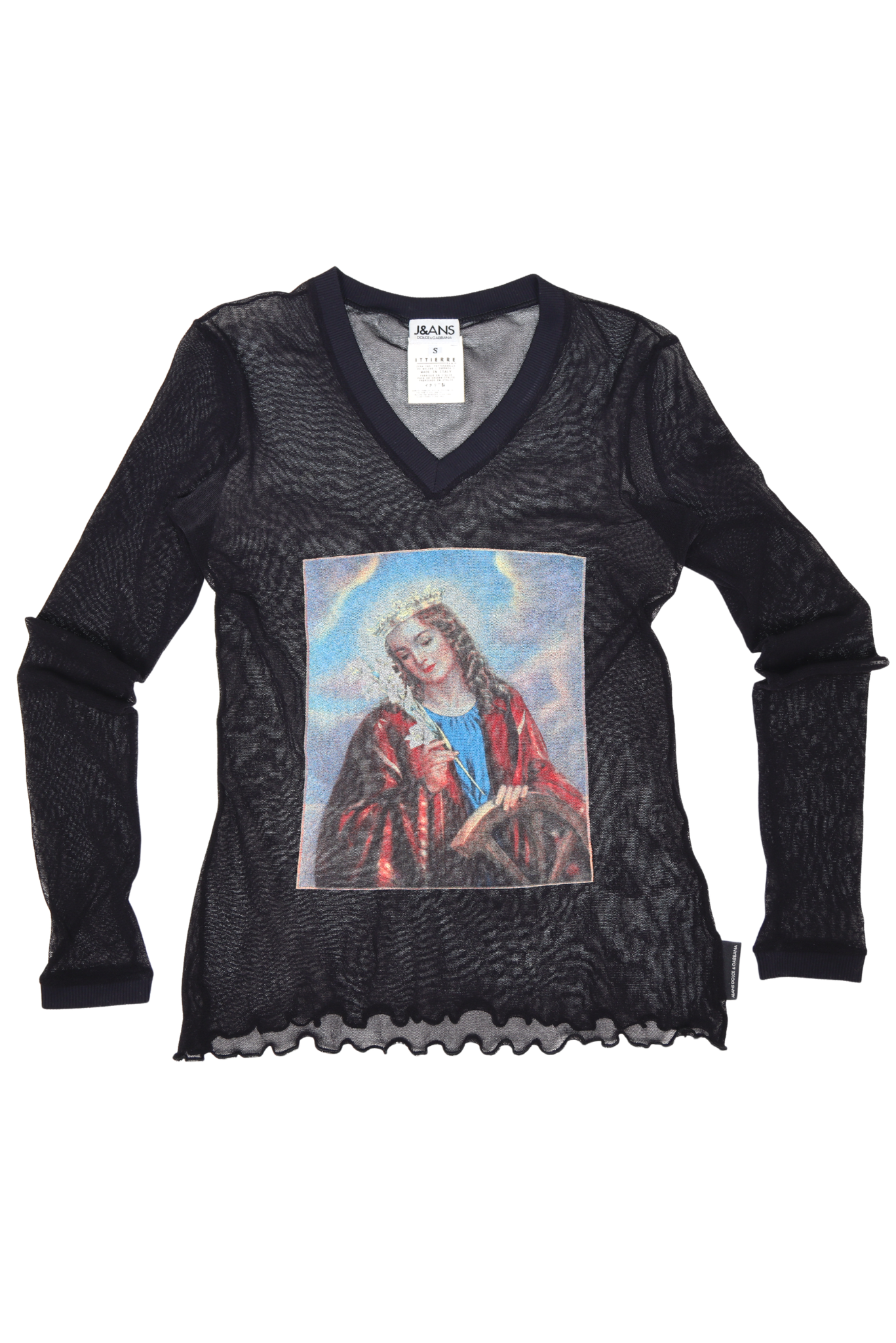 RARE SS1998 Dolce & Gabbana 1990s Virgin Mary Mesh Shirt