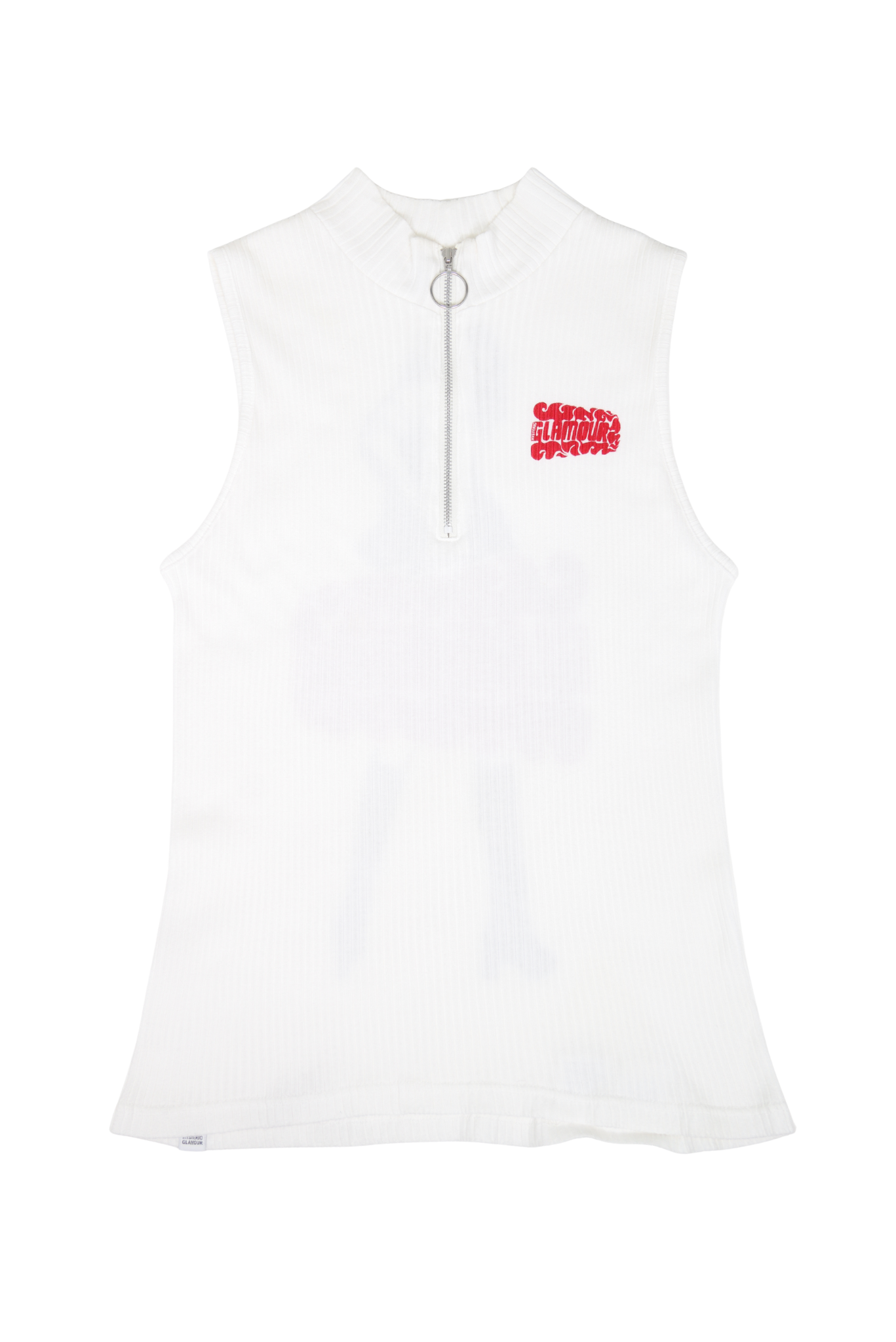 Hysteric Glamour Vixen Zip White Ribbed Tank