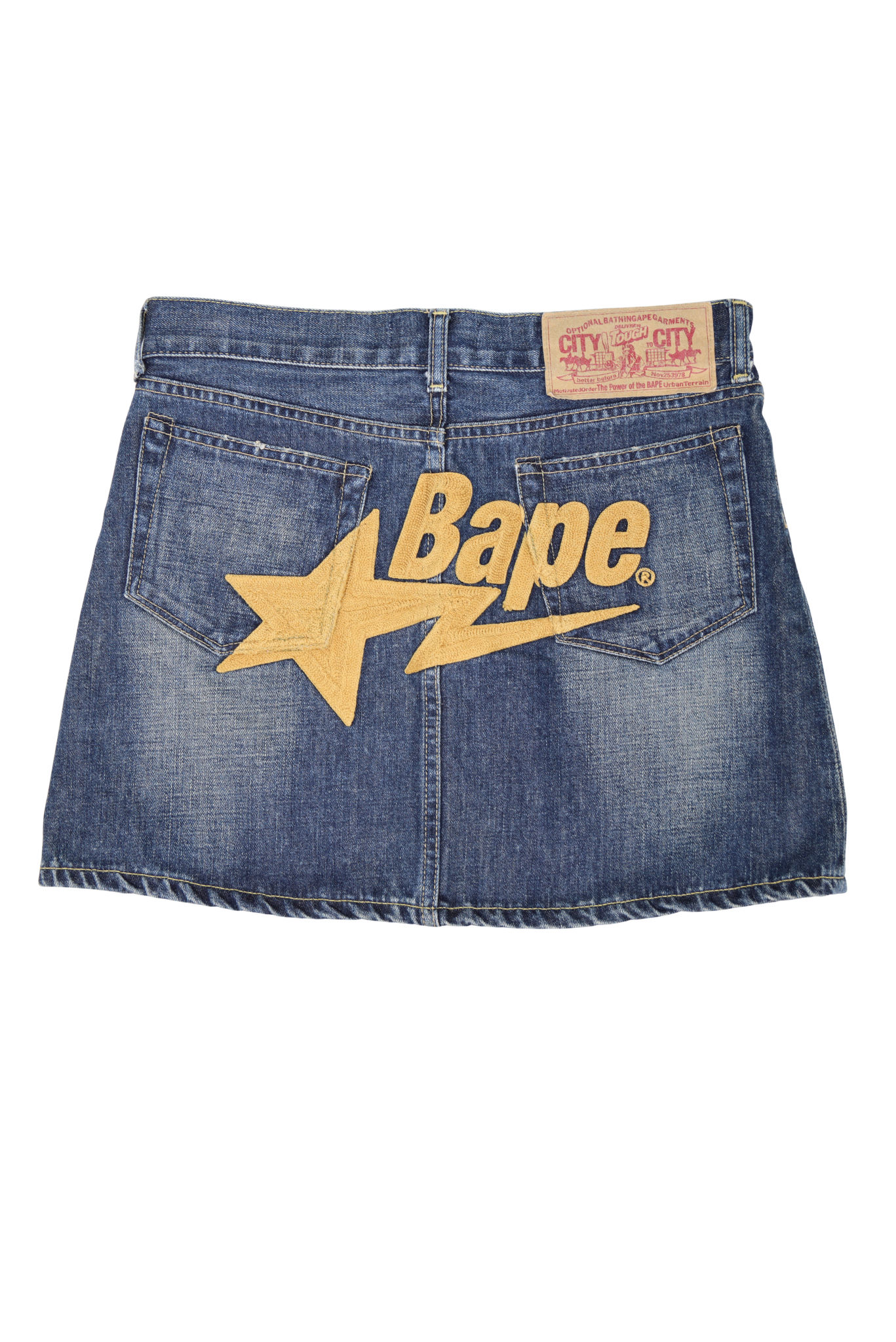 Vintage BAPE Embroidered Star Logo Denim Mini Skirt
