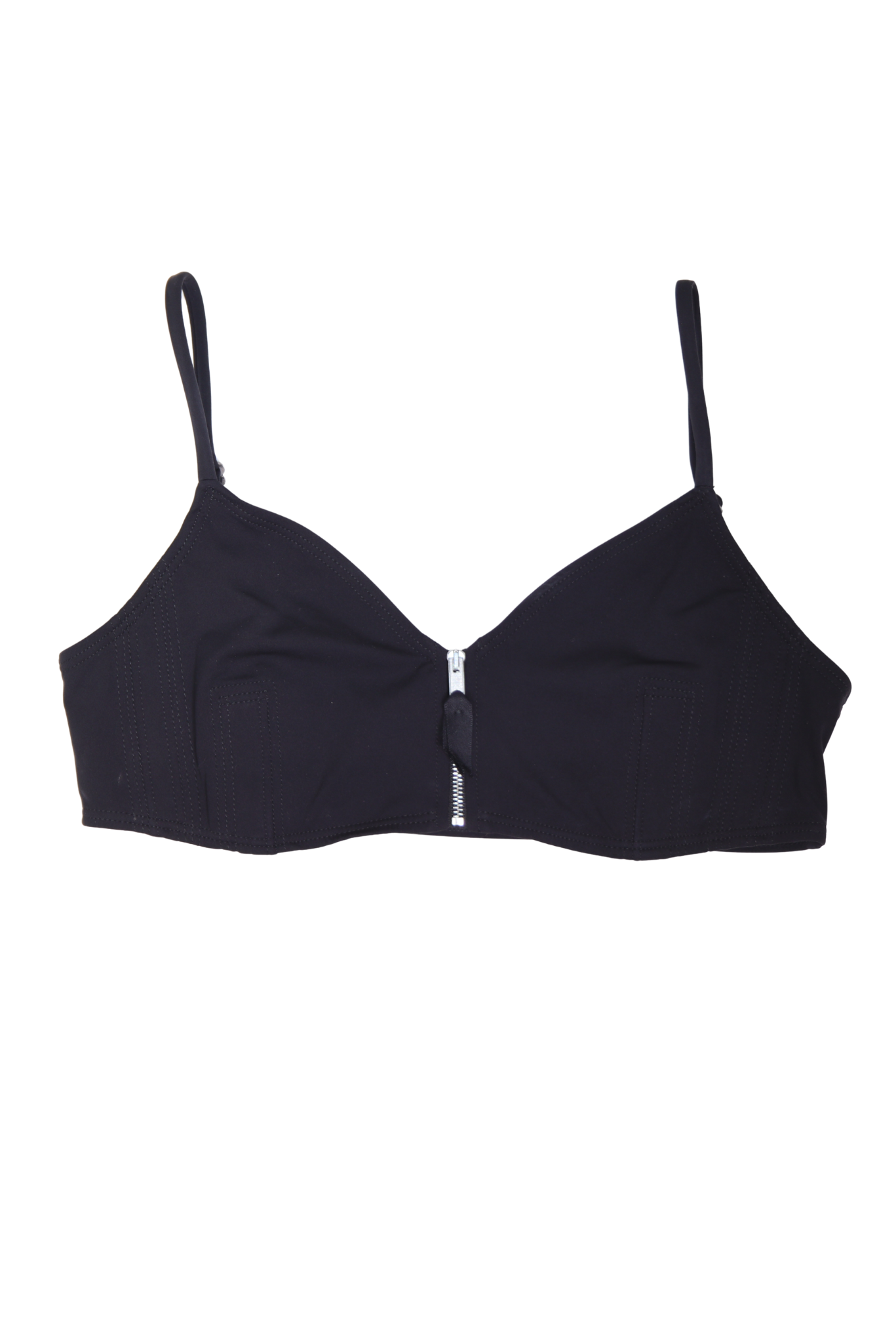 BALENCIAGA PARIS Black Topstitch Bra Top
