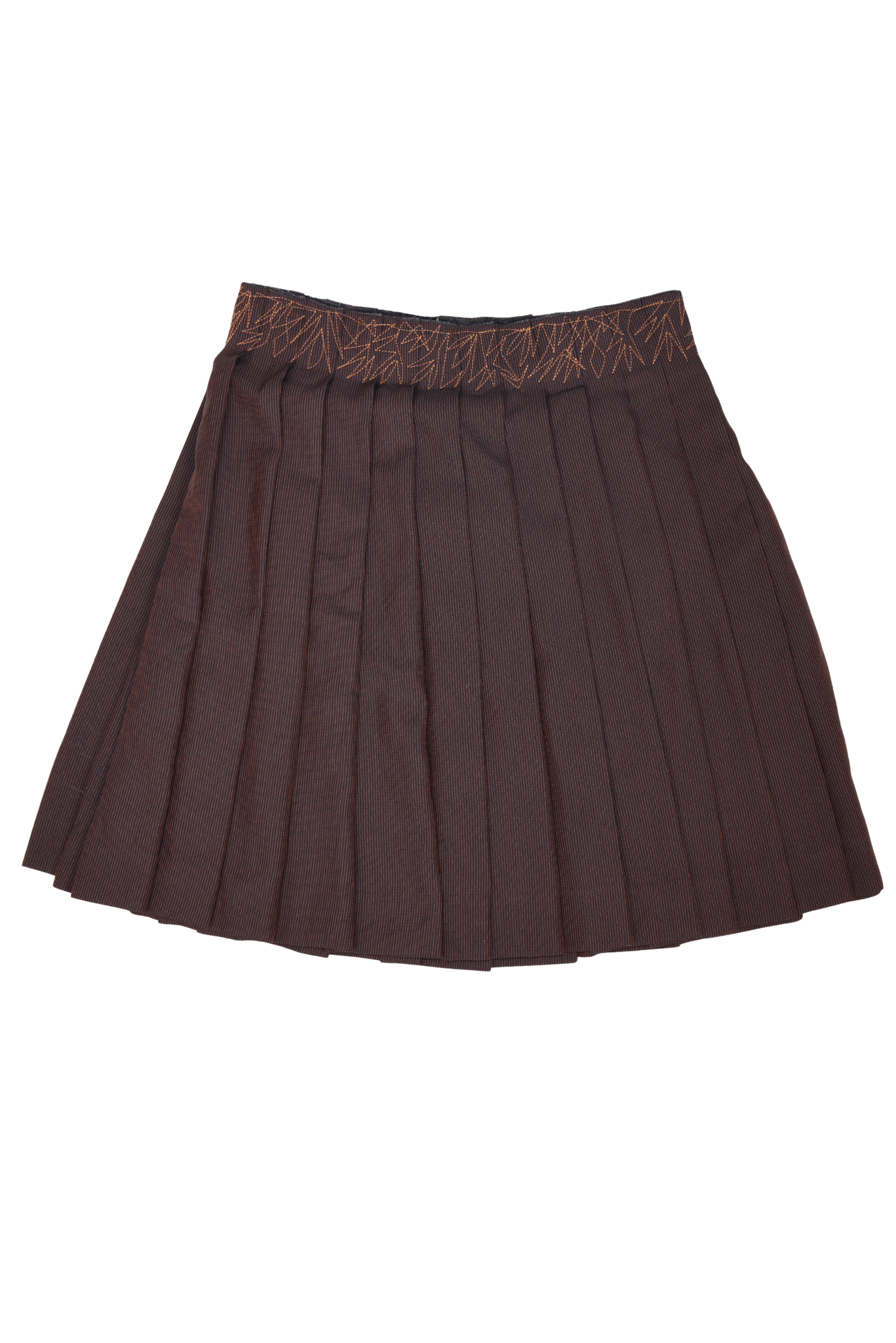 Vintage Jean Paul Gaultier Brown Pleated Topstitch Skirt