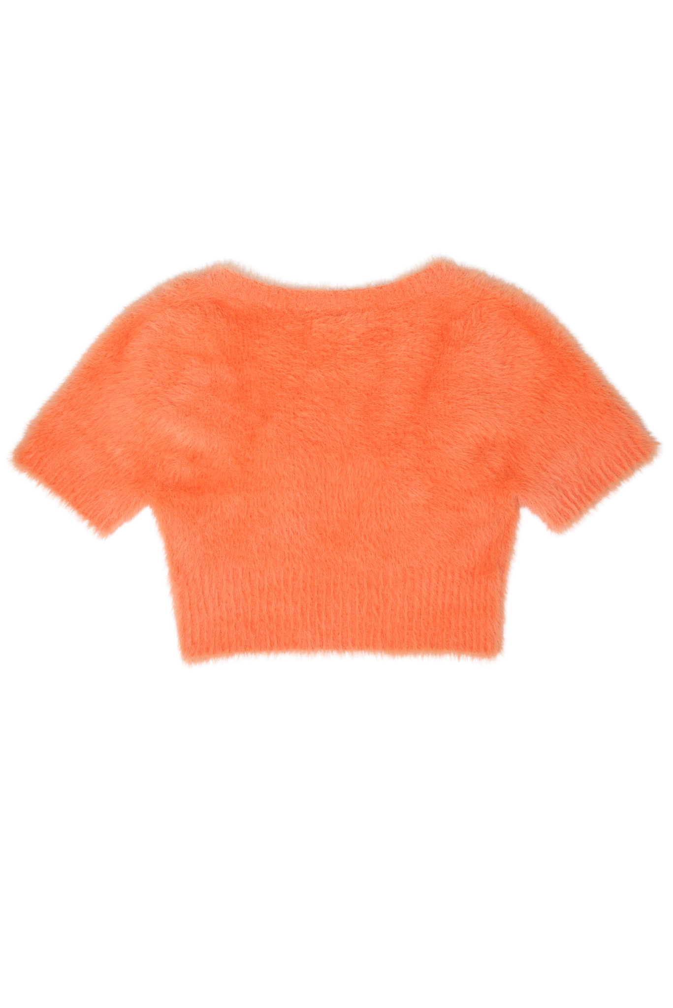 Rare Jacquemus “La Mille Neve” Fuzzy Orange Cropped Cardigan