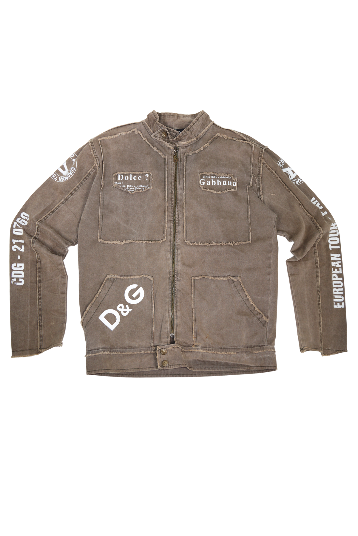 Rare Dolce & Gabbana Distressed Military Style Olive Track Jacket