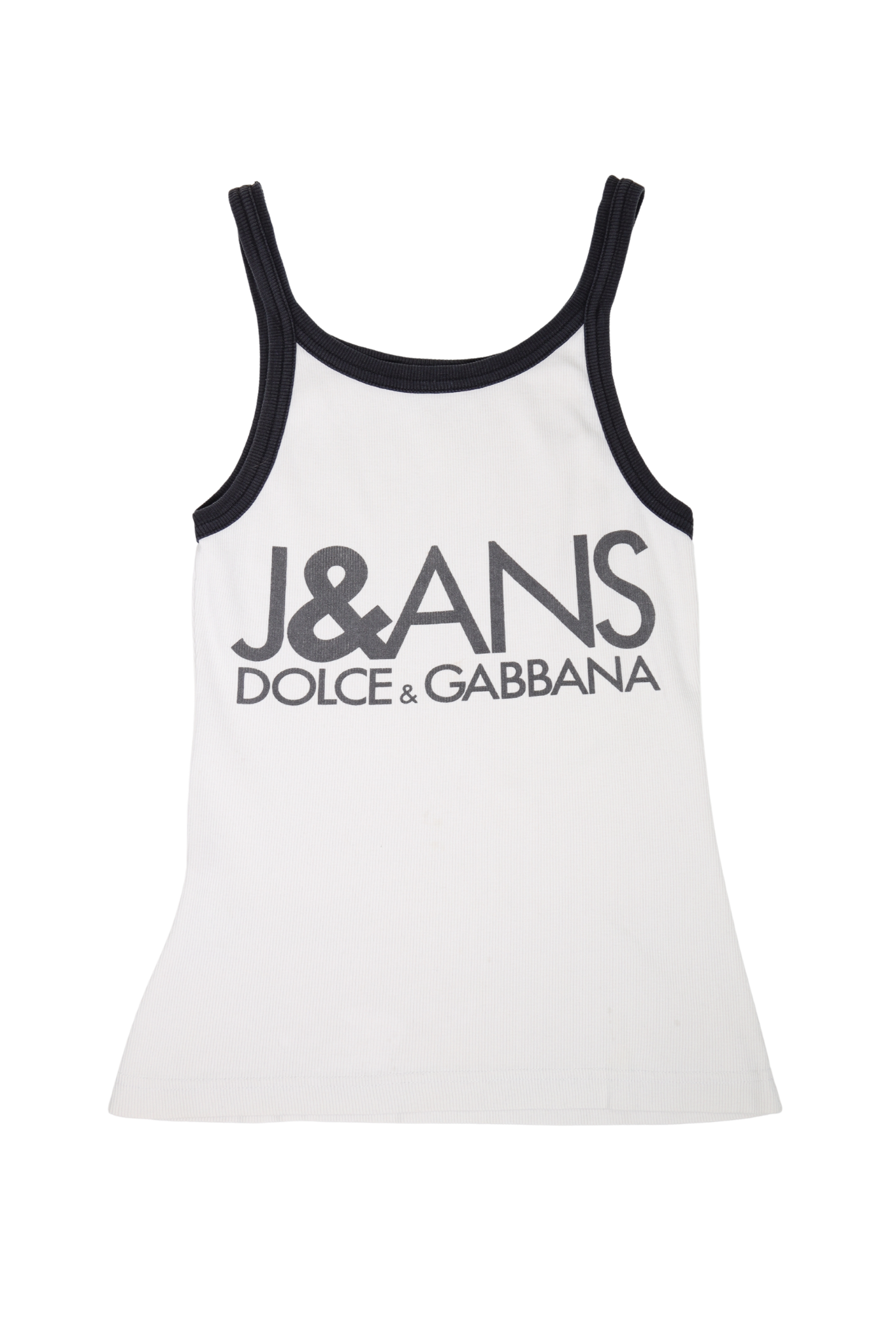 Vintage Dolce & Gabbana White Ribbed Black Trim Tank