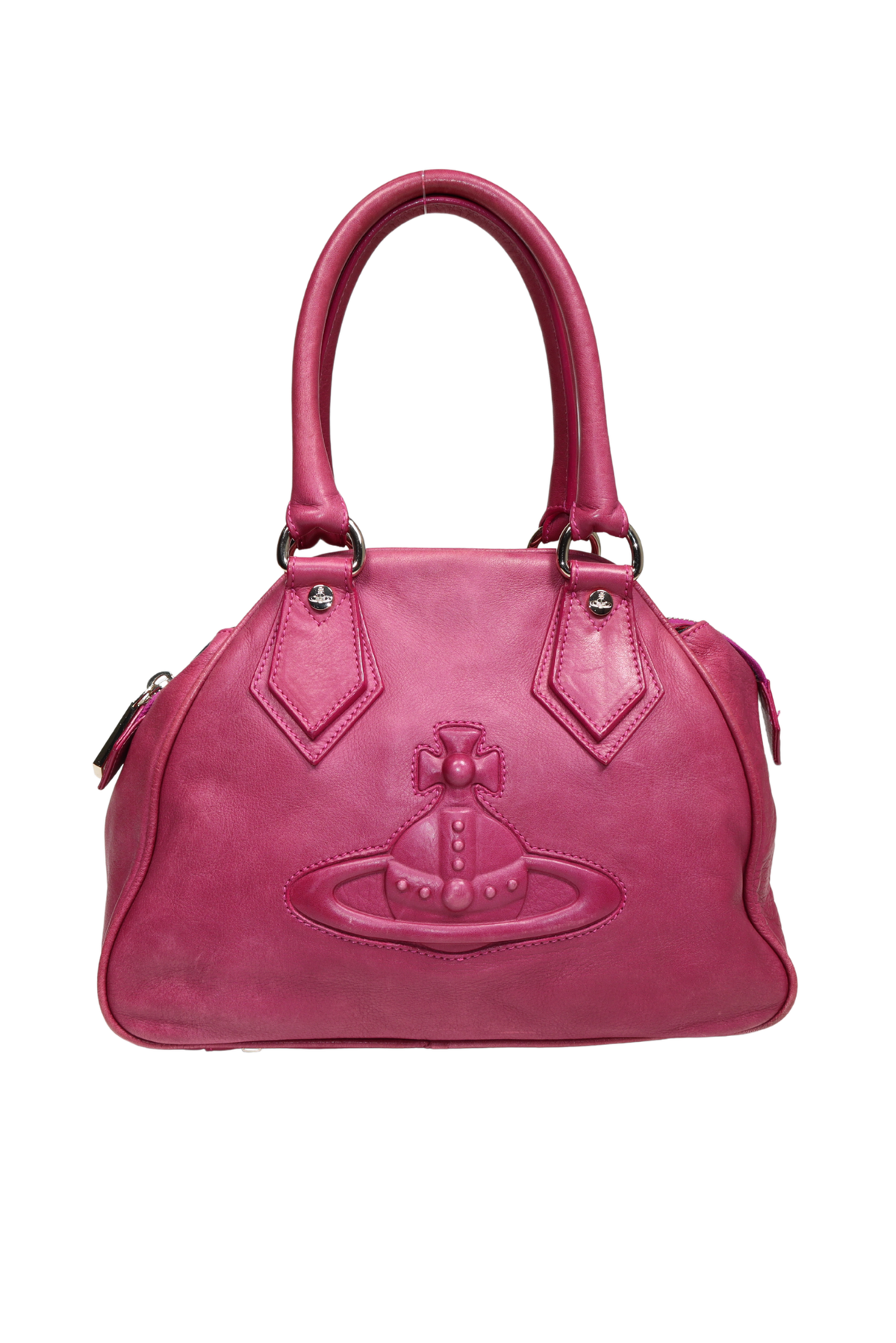 Vivienne Westwood Magenta Leather Orb Logo Leather Bag