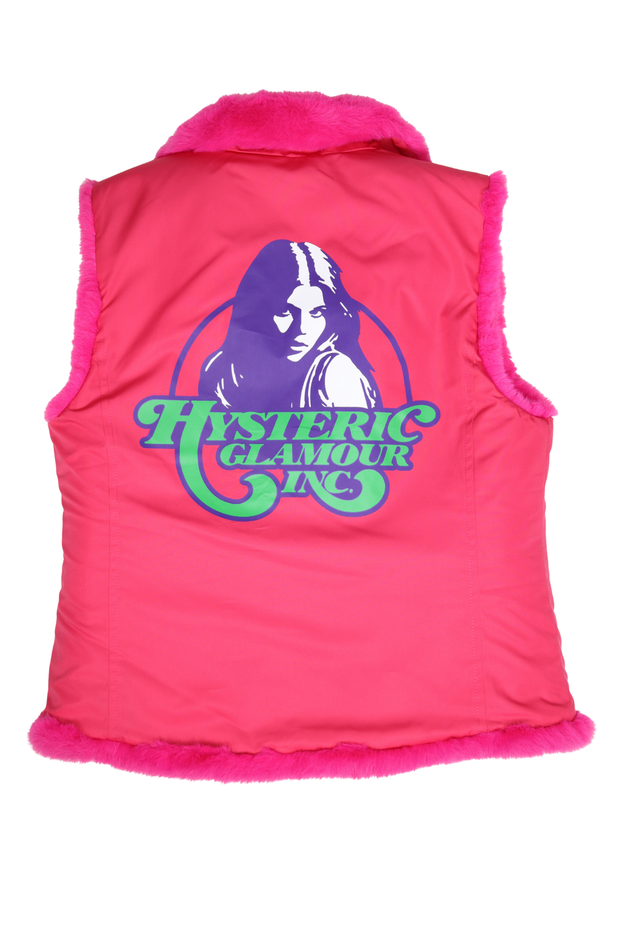 HYSTERIC GLAMOUR Pink Fur Lined logo Vest