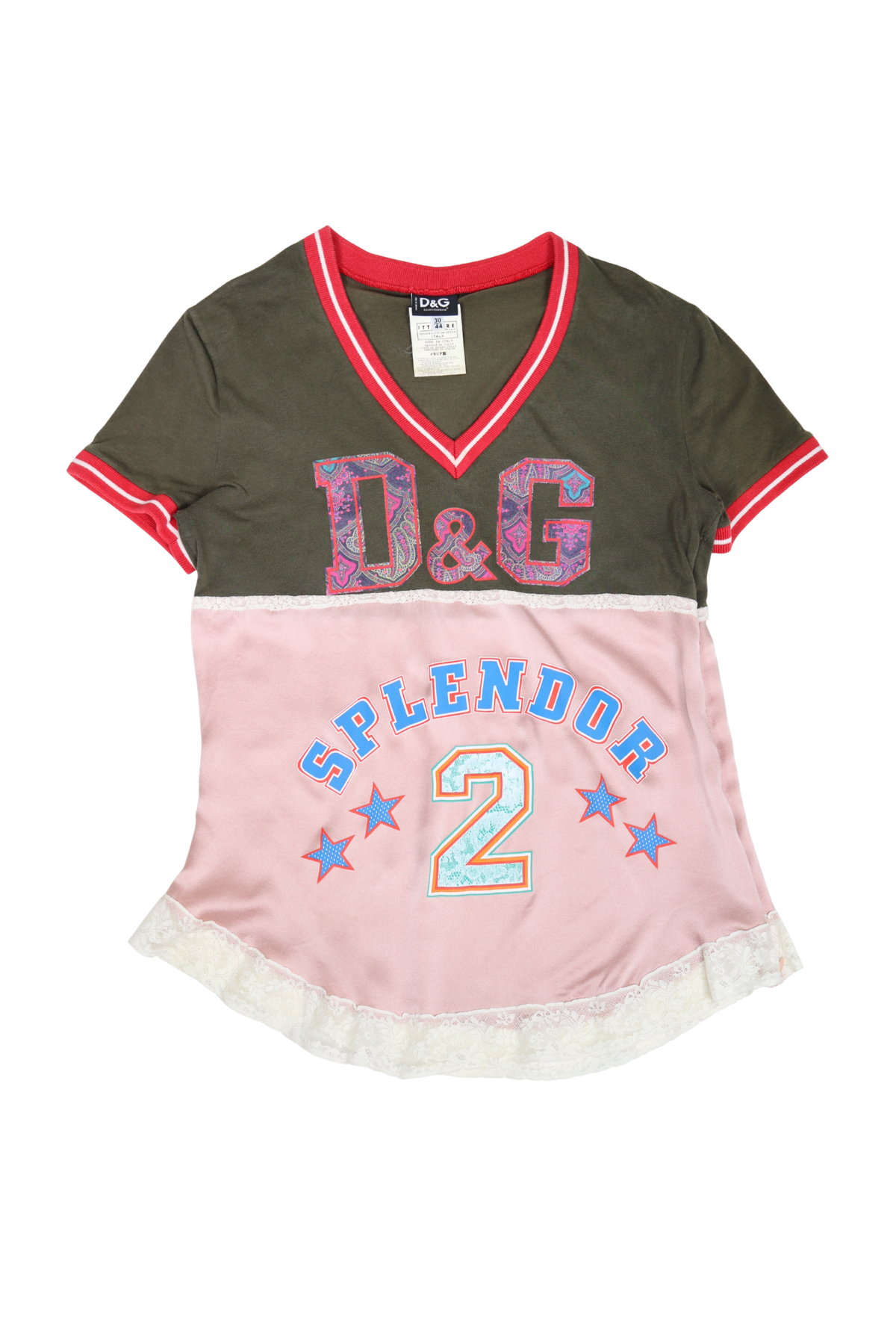 Vintage D&G Satin "Splendor 2" Lace Trim Shirt