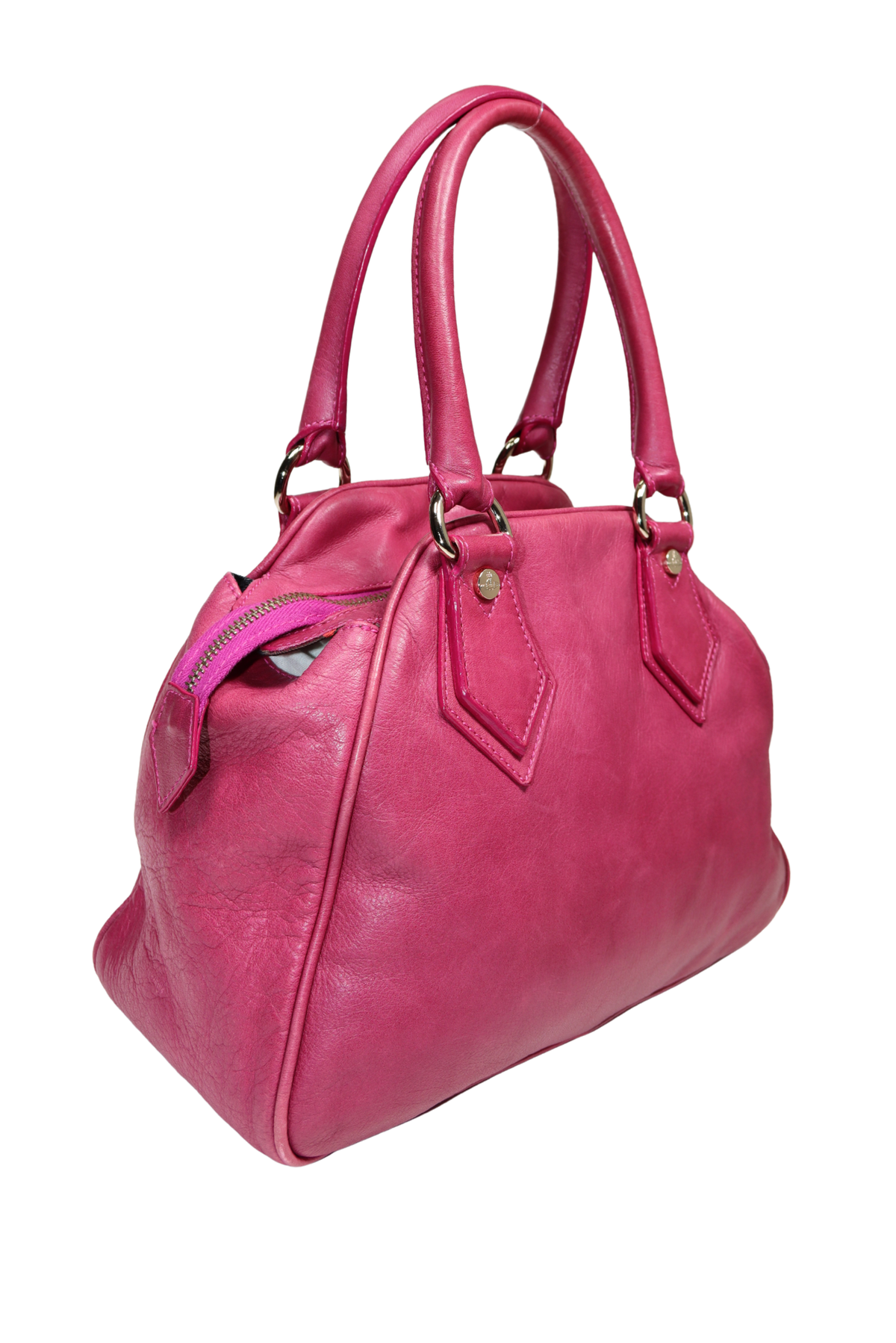 Vivienne Westwood Magenta Leather Orb Logo Leather Bag