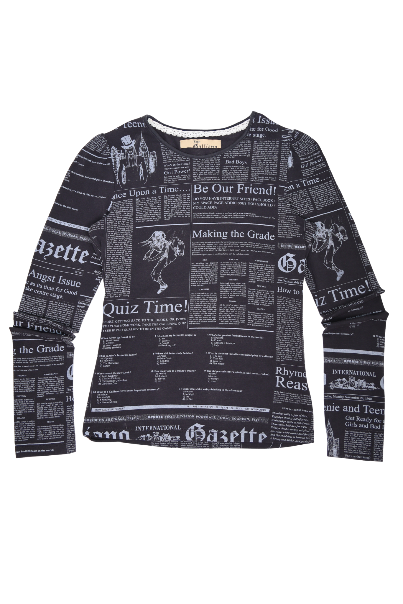 JOHN GALLIANO Gazette Newspaper Longsleeve Shirt