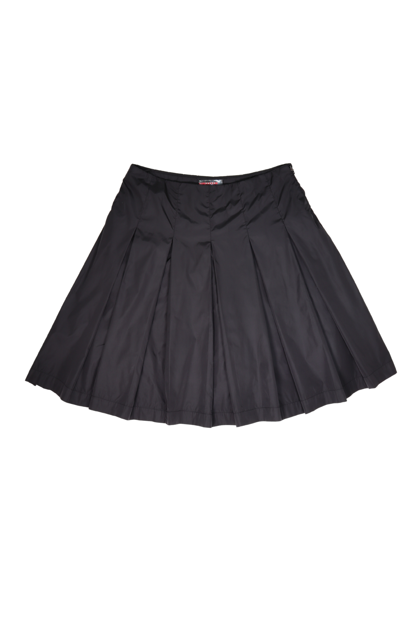 Vintage Prada Sport Nylon Box Pleated Mid Length Skirt