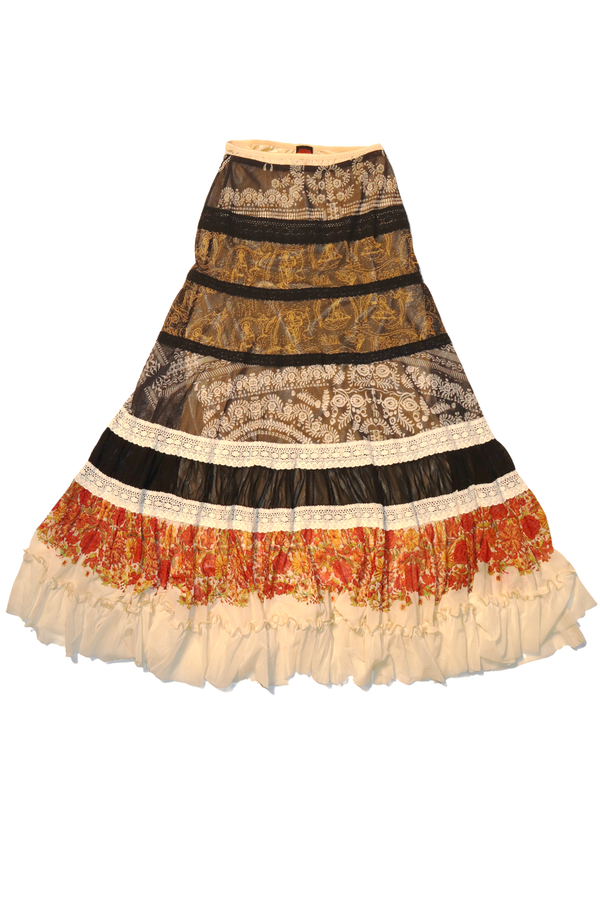 Jean Paul Gaultier Lace Tiered All Over Pattern Long Skirt
