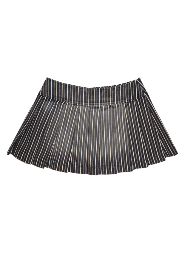 Miss Sixty Pleated Black/White Striped Mini Skirt