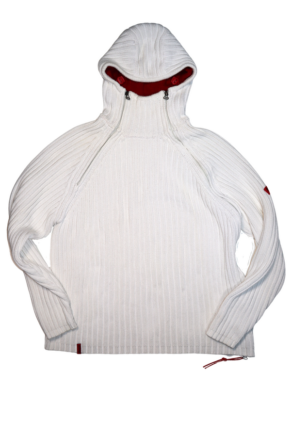 Schott White Ribbed Balaclava Sweater