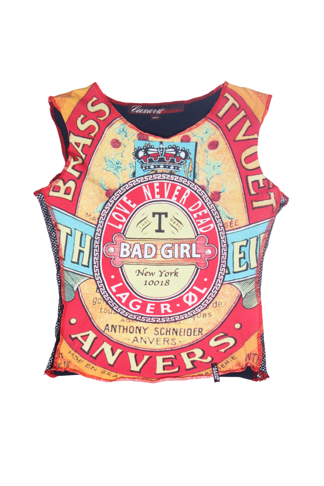 Vintage Miss Sixty Luxury "Bad Girl Lager" Graphic Tank Top