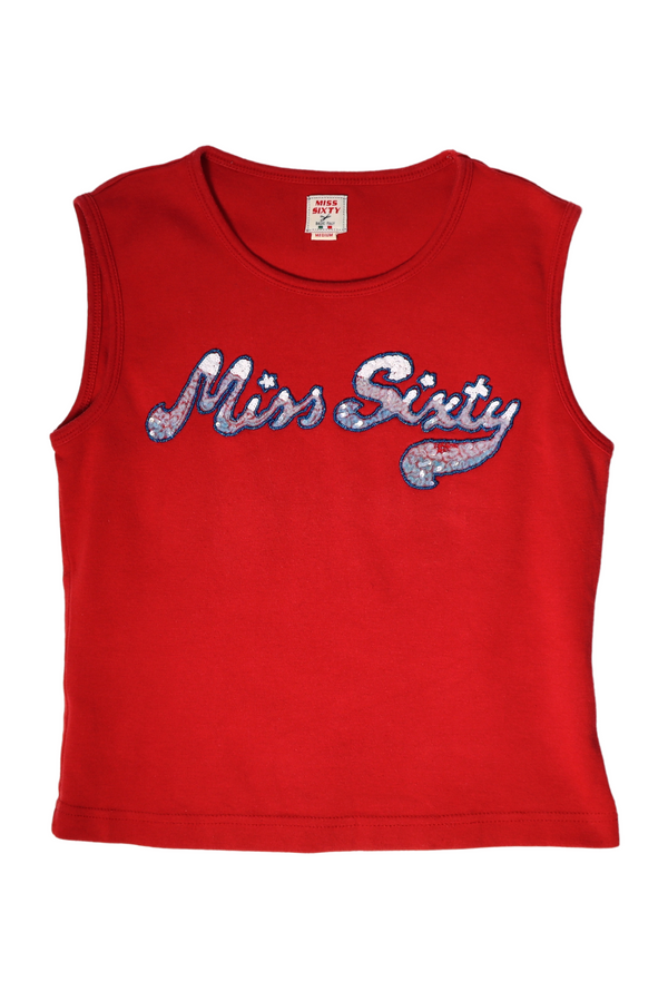Miss Sixty Sequin Logo Tank Top