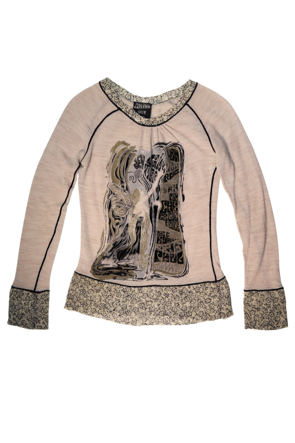 Jean Paul Gaultier Fairy Wool Shirt with Floral Trim