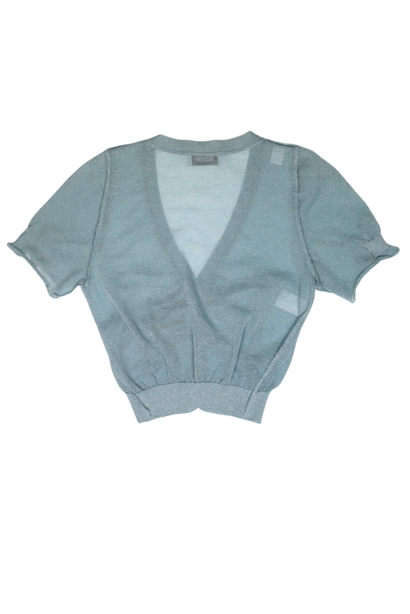 Vintage Moschino Ultra Cropped Powder Blue Lurex Cardigan