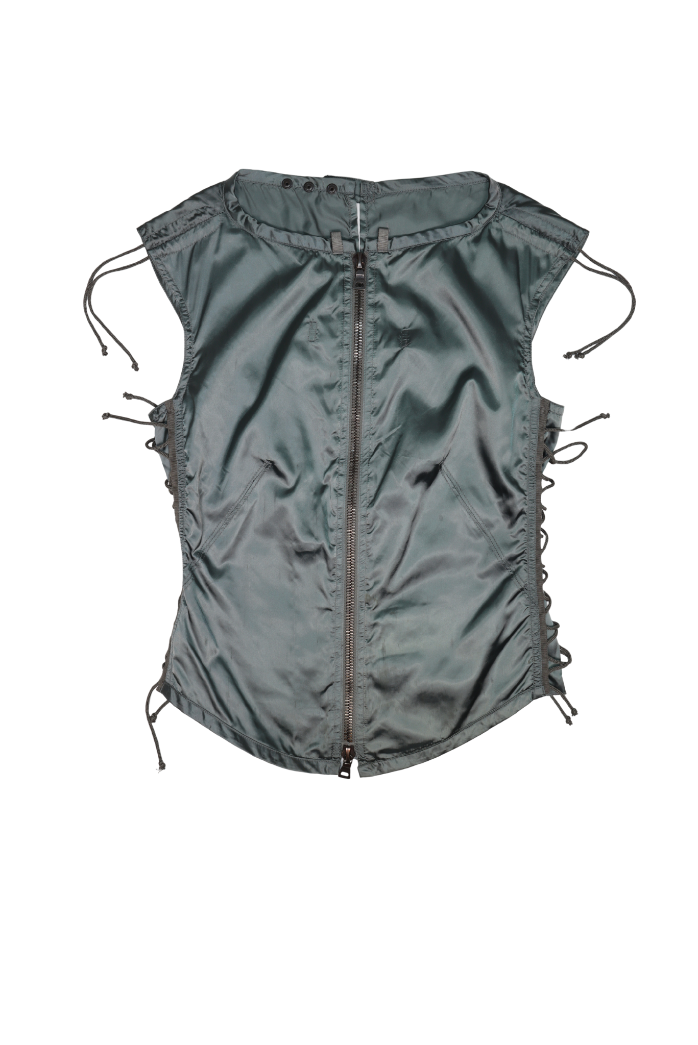 Vintage Prada Sport 1999 Gunmetal Nylon Lace-Up Corset Vest