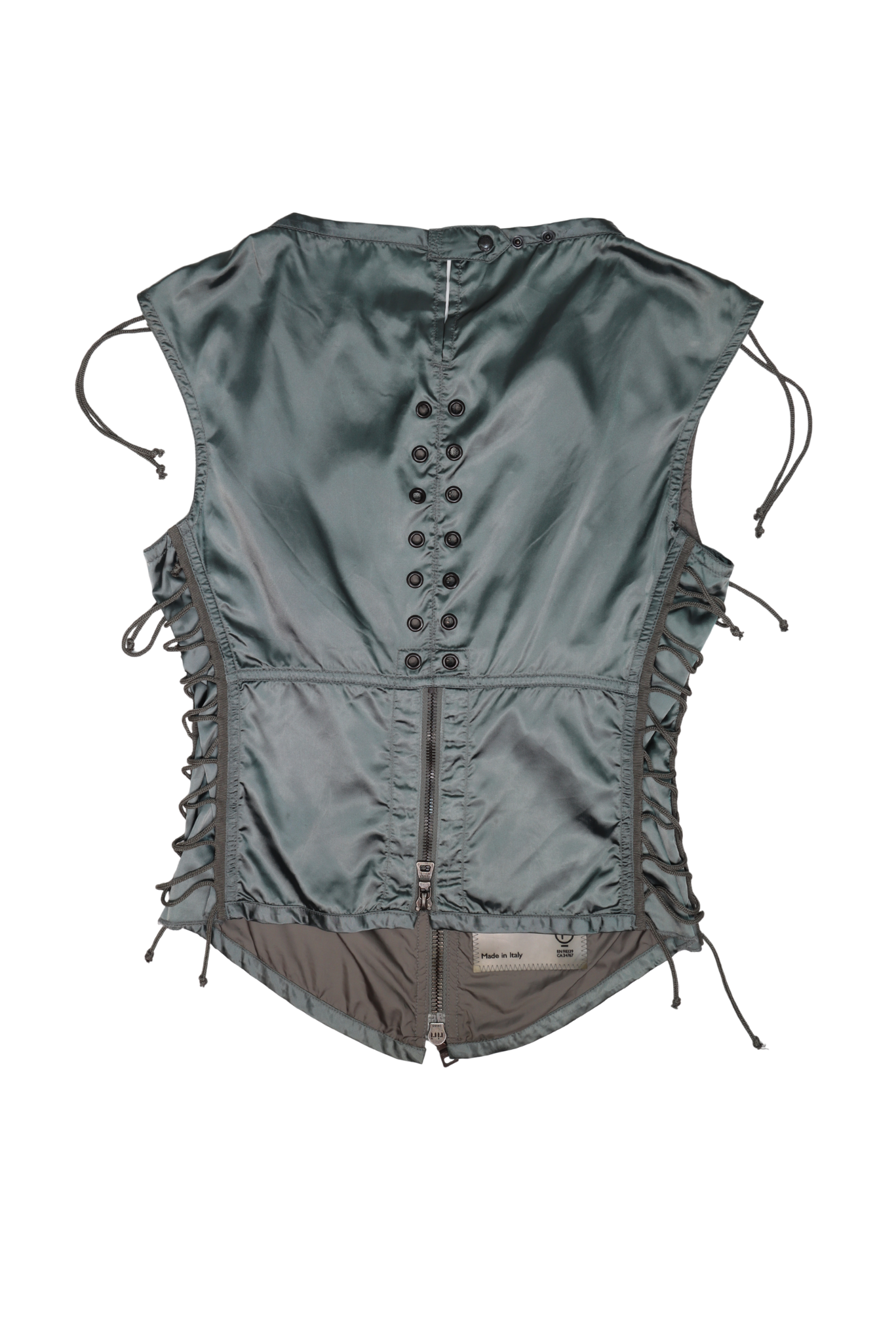 Vintage Prada Sport 1999 Gunmetal Nylon Lace-Up Corset Vest