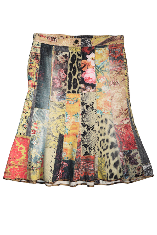 Roberto Cavalli Mixed Print Skirt