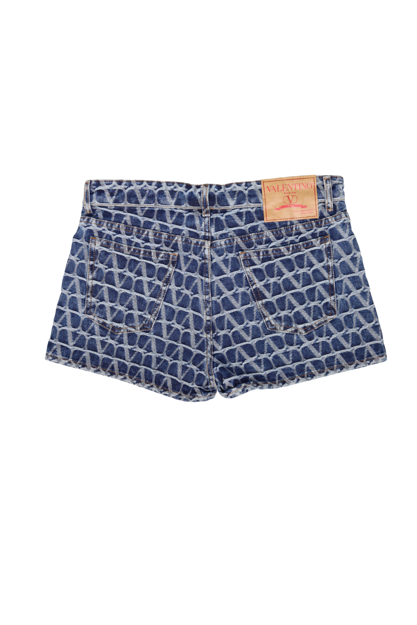 Valentino Monogram Mirco Mini Denim Shorts