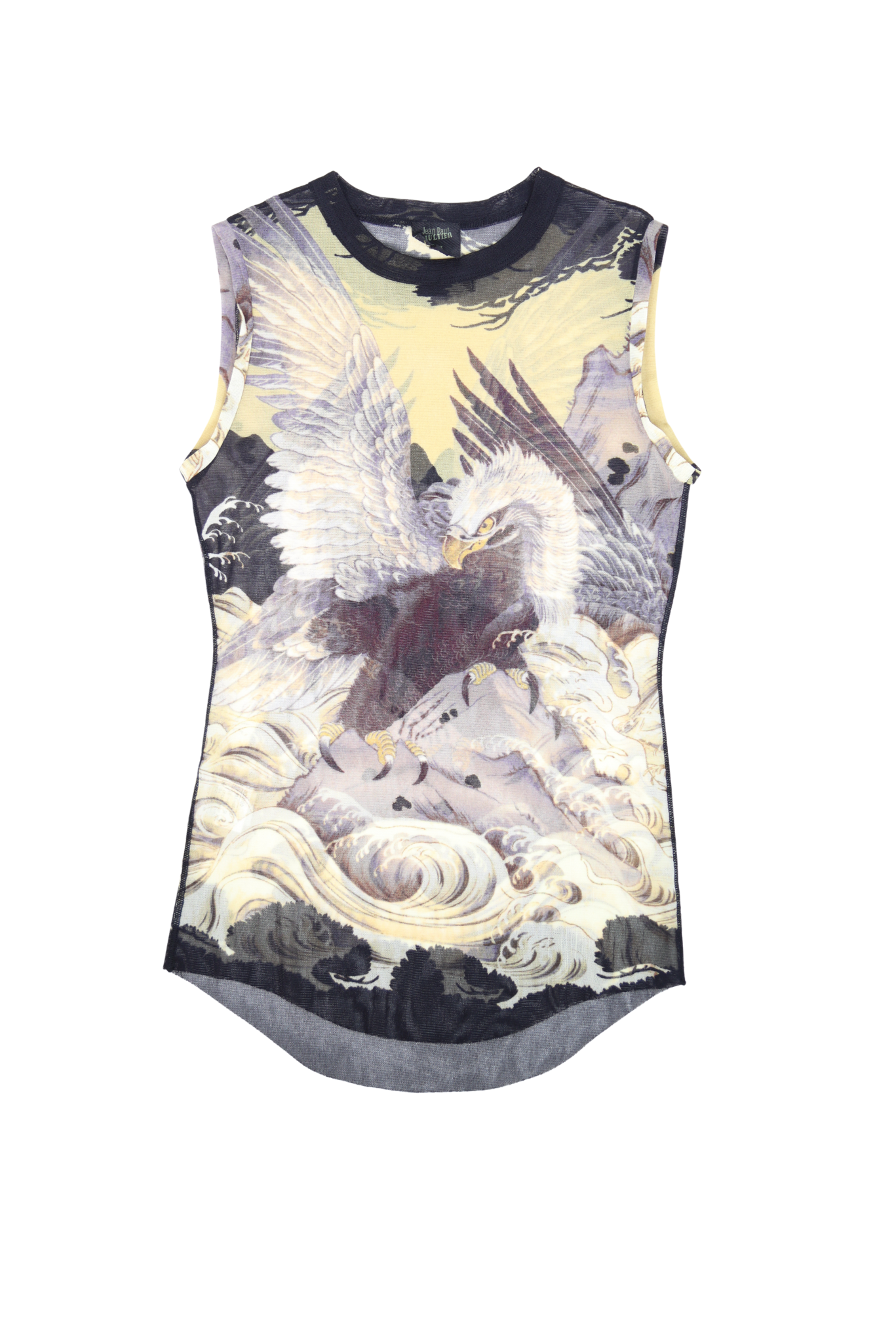 Vintage Jean Paul Gaultier Femme 1994 Golden Eagle Printed Mesh Tank