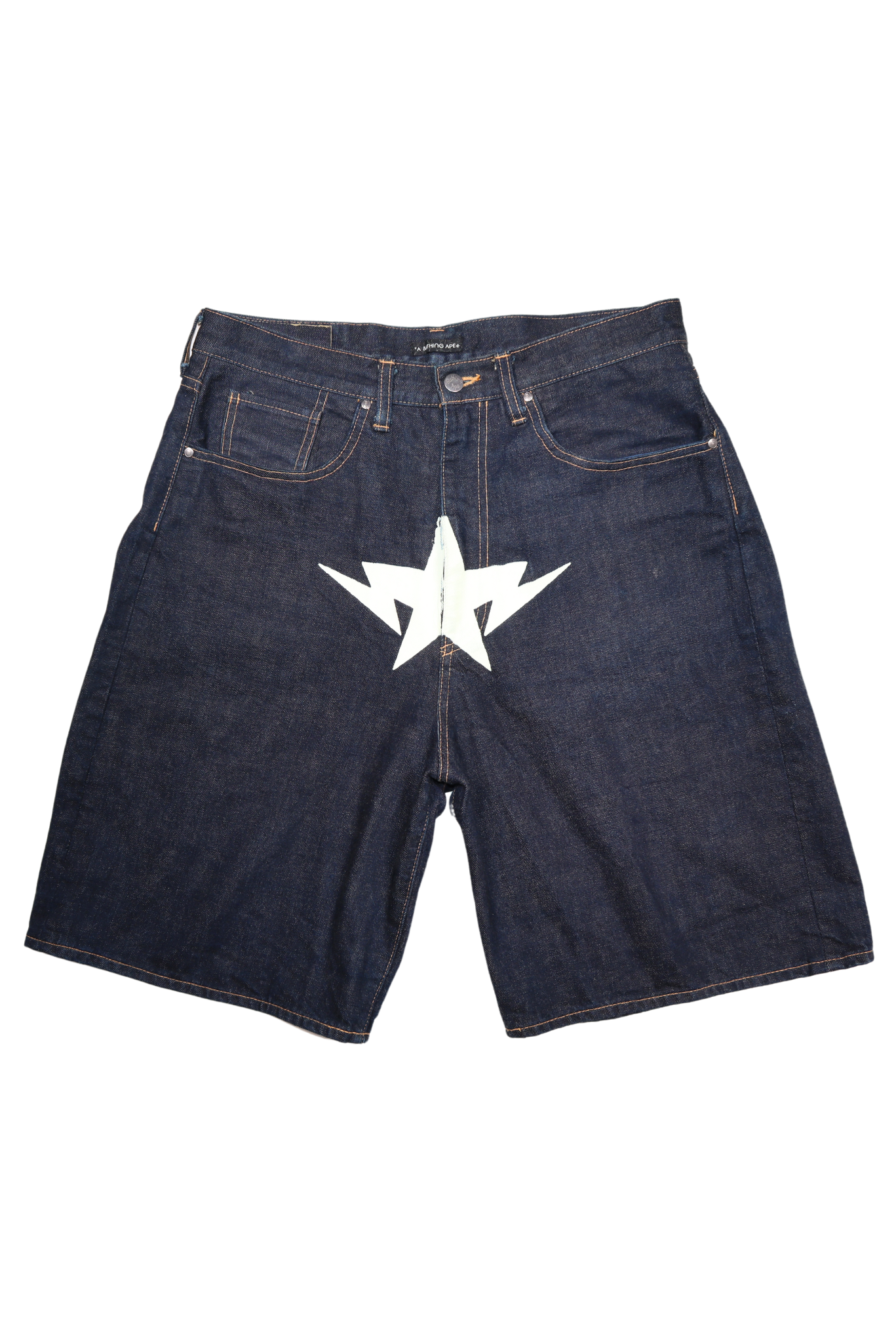 Bape White Star Denim Shorts
