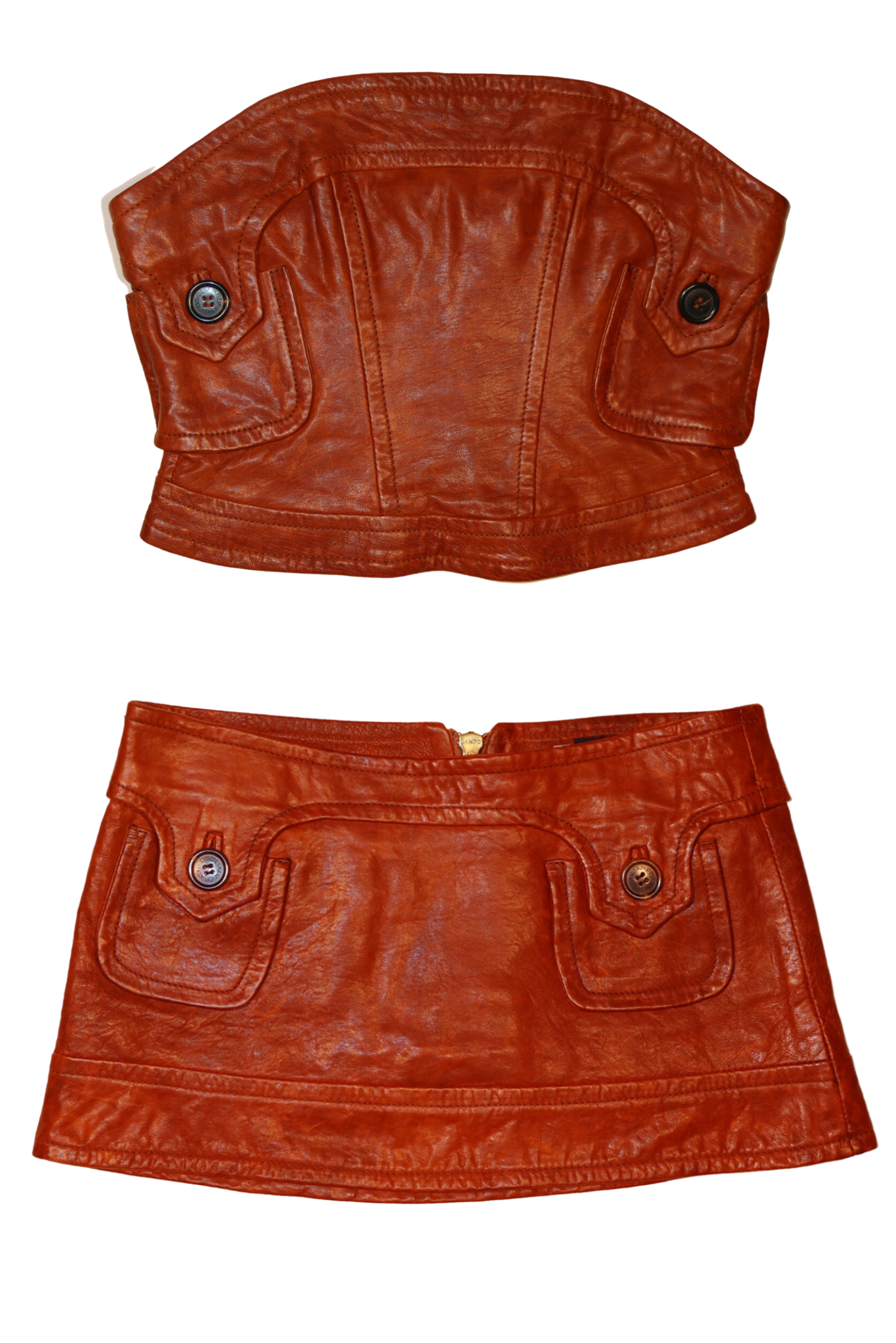 Dsquared2 Leather Corset & Mini Skirt SET