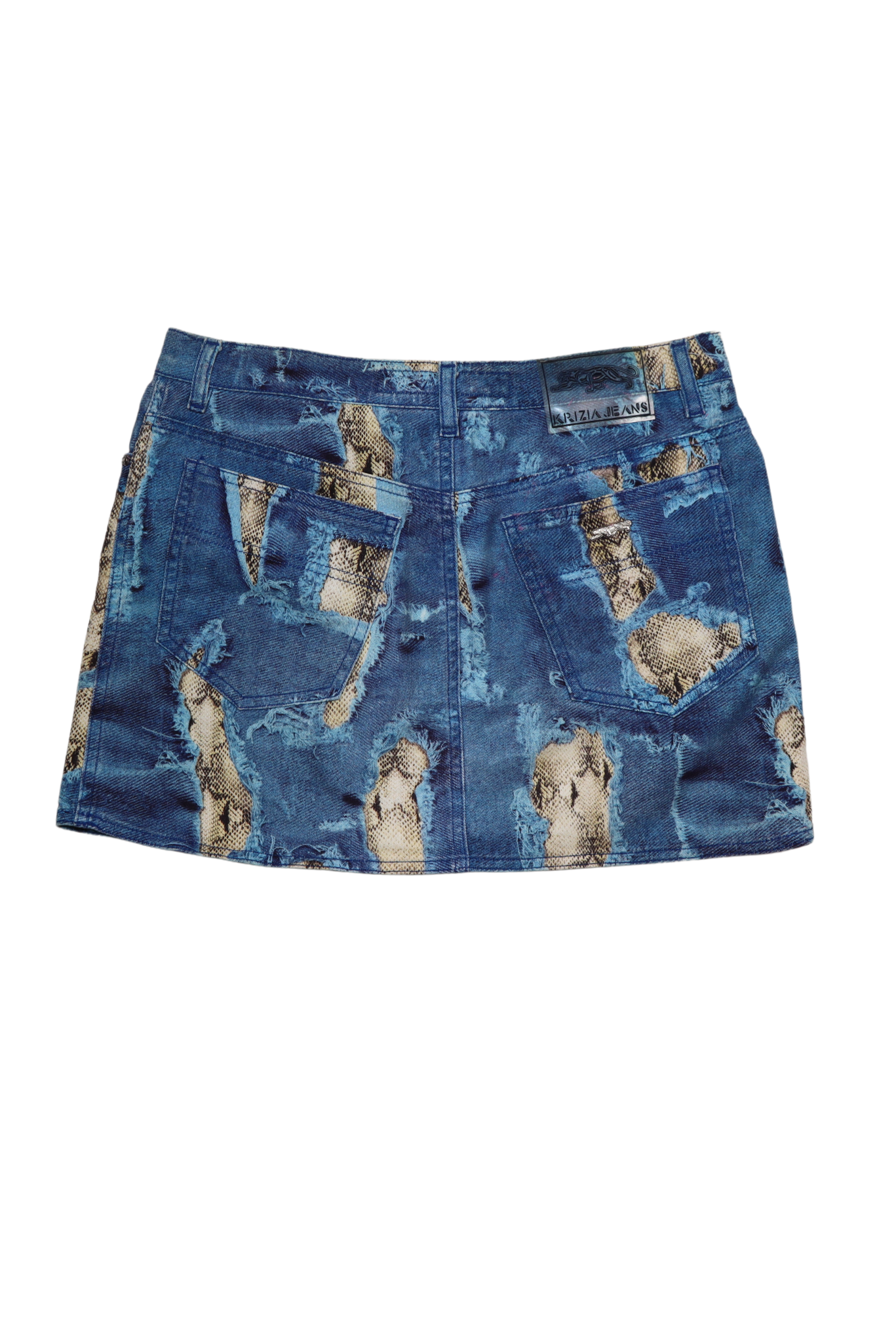 Krizia Jeans Denim / Snake Mini Skirt