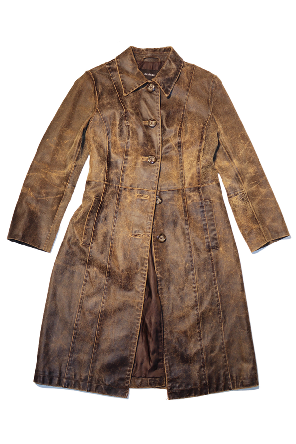 Vintage Brown Distressed Trench Coat