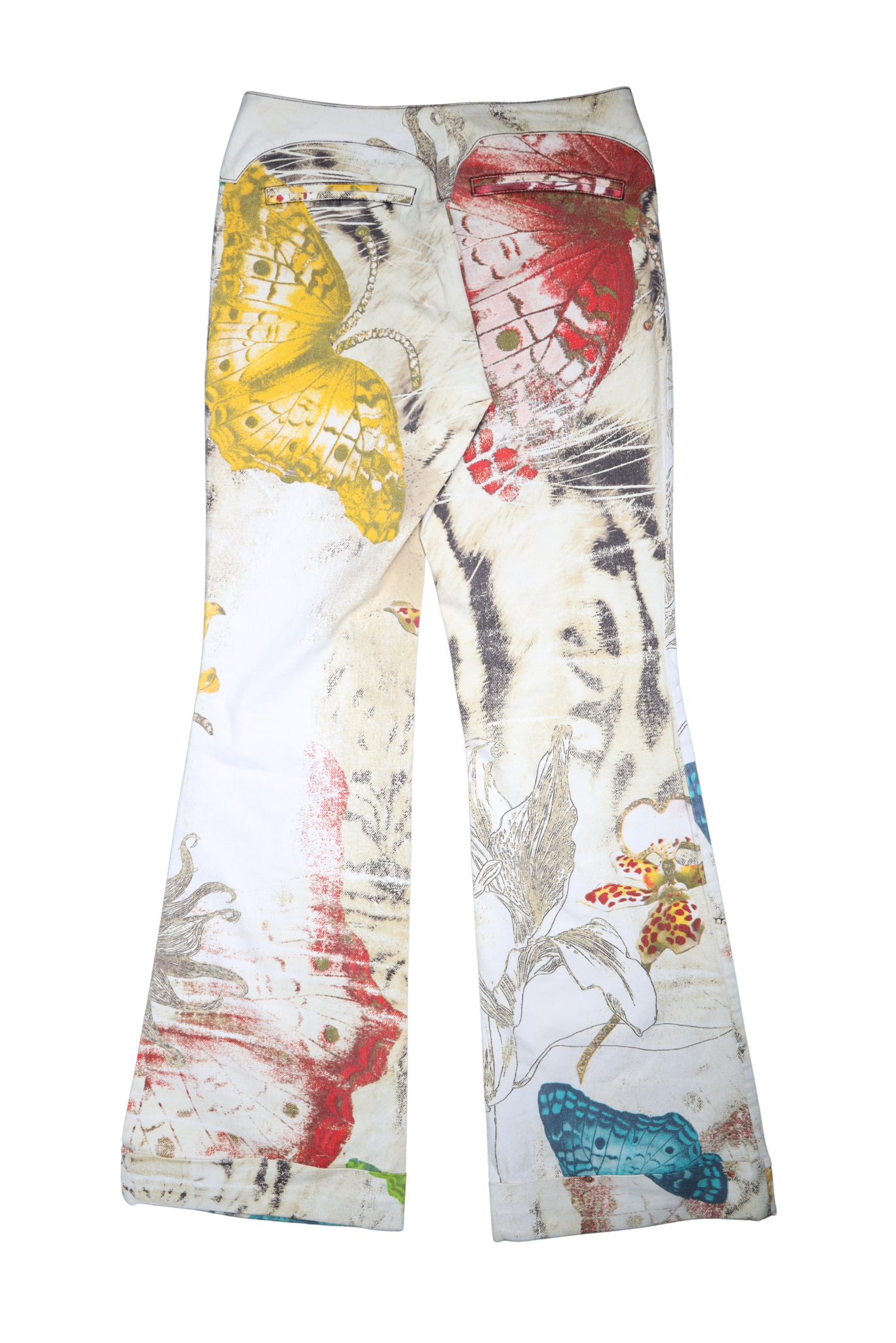 Vintage Roberto Cavalli Butterfly Print Bell-Bottom Jeans