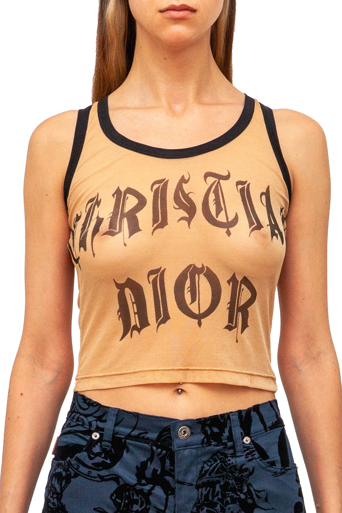 Vintage Christian Dior Gothic Nude Mesh Tank Top