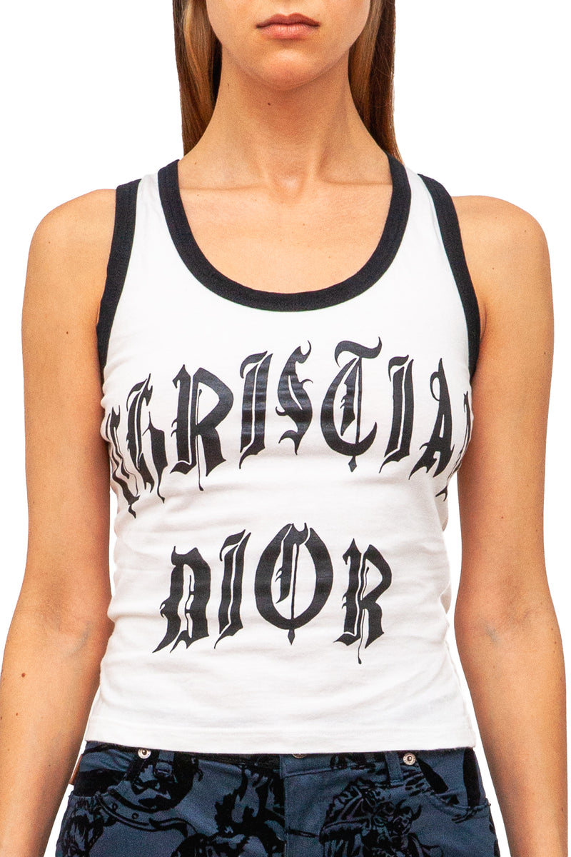 Vintage Christian Dior Gothic White Jersey Tank Top